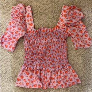 Amanda Uprichard puff sleeve floral top -size P
